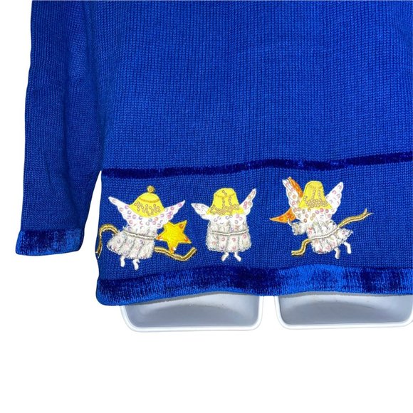 Quaker Factory Vintage 90's Y2K Embellished Angel Ugly Christmas Sweater Small - Picture 8 of 10